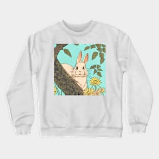 Florida White Beautiful Rabbit Bunny in the Woods Crewneck Sweatshirt